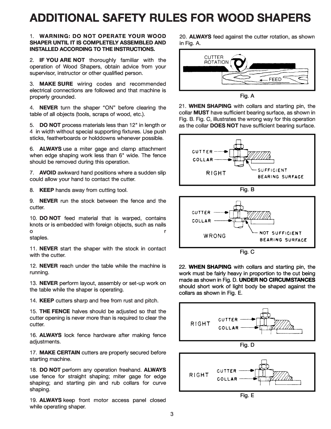 Delta 43-424 instruction manual Additional Safety Rules For Wood Shapers 