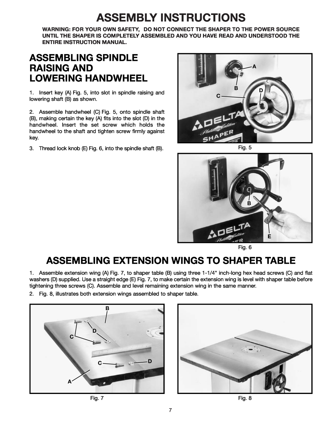 Delta 43-424 Assembly Instructions, Assembling Spindle Raising And Lowering Handwheel, A B D C, B D C C D A 