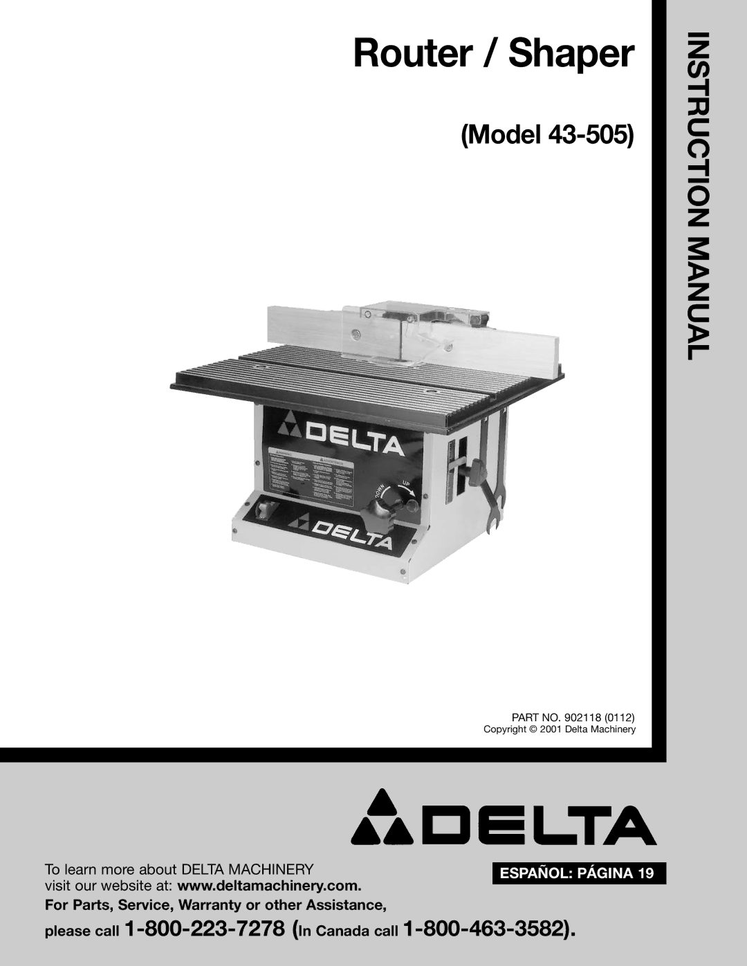 Delta 43-505 instruction manual Router / Shaper 