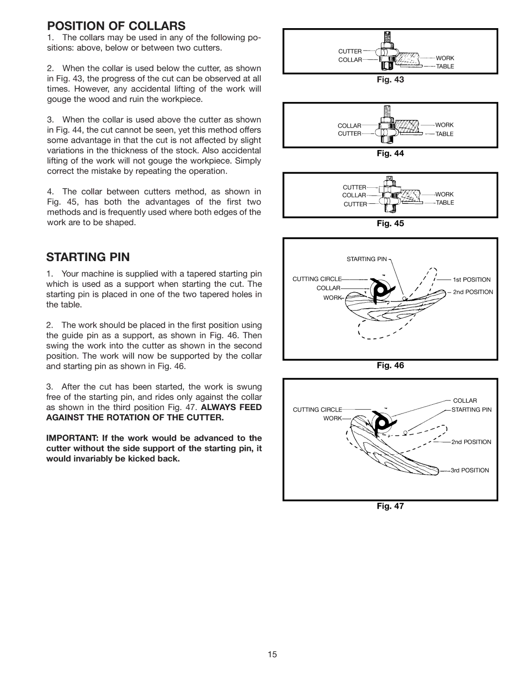 Delta 43-505 instruction manual Position of Collars 