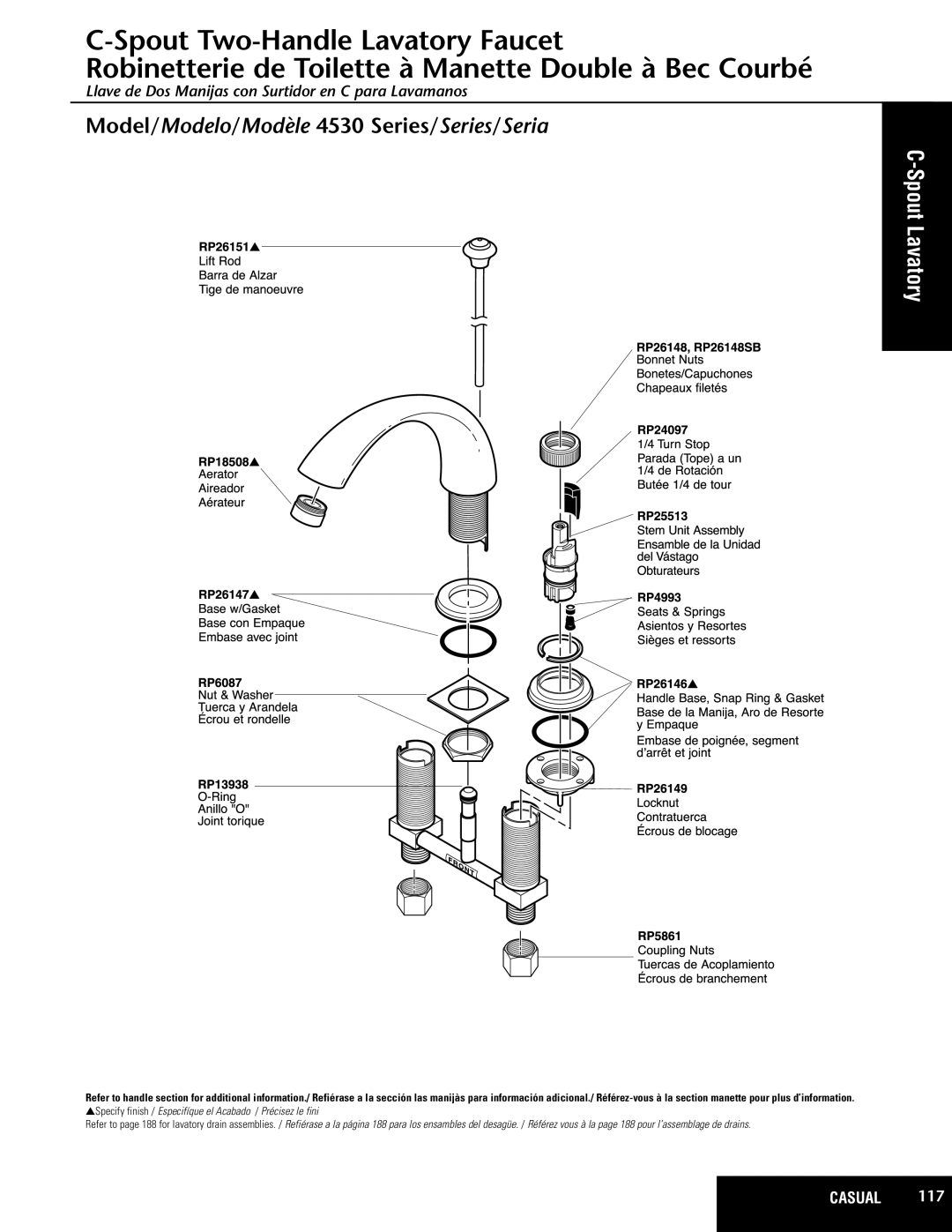 Delta 4530 Series manual Spout Lavatory 