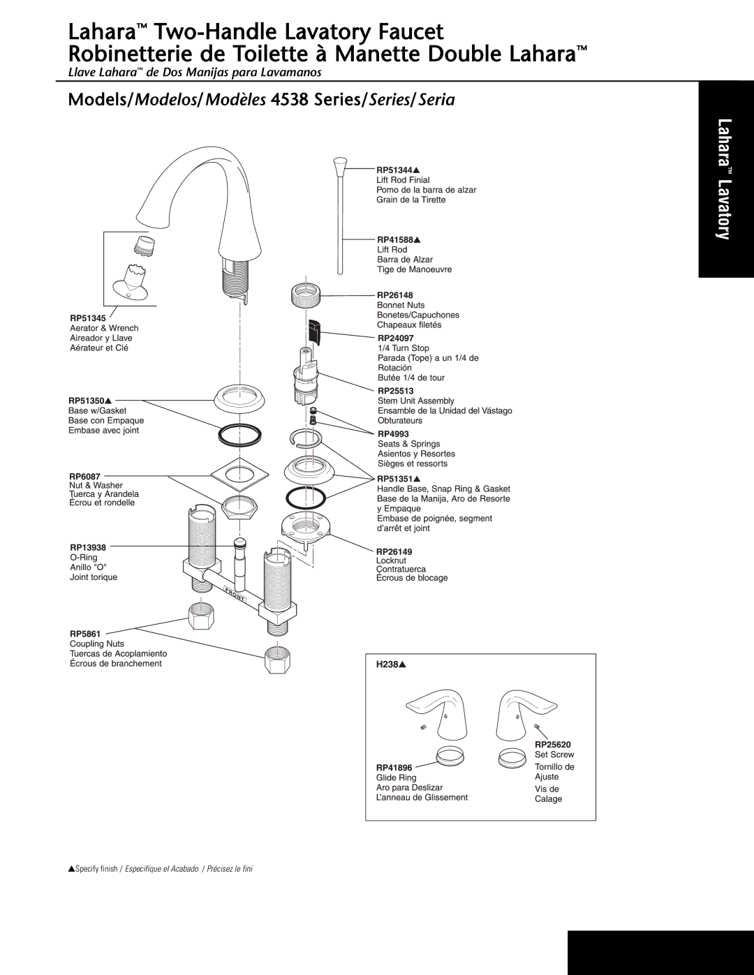 Delta 4538 Series manual Lahara Lavatory 