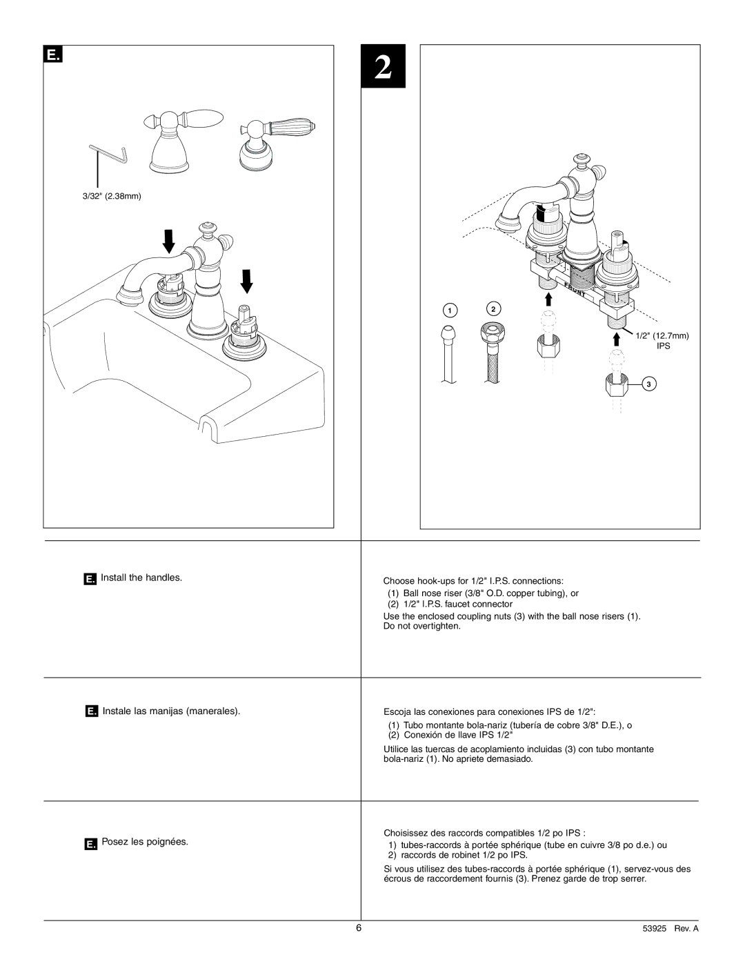 Delta 4555 Series manual Install the handles 