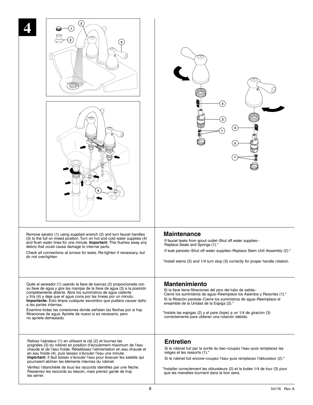 Delta 4575 Series manual Maintenance, Mantenimiento, Entretien 