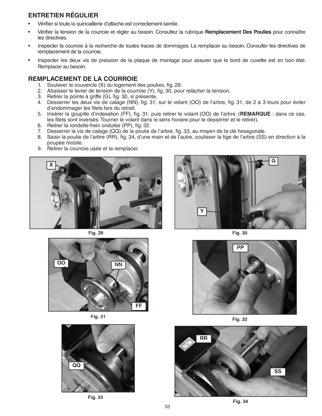 Delta 46-455, 46-460ST instruction manual Entretien Régulier, Remplacement DE LA Courroie 