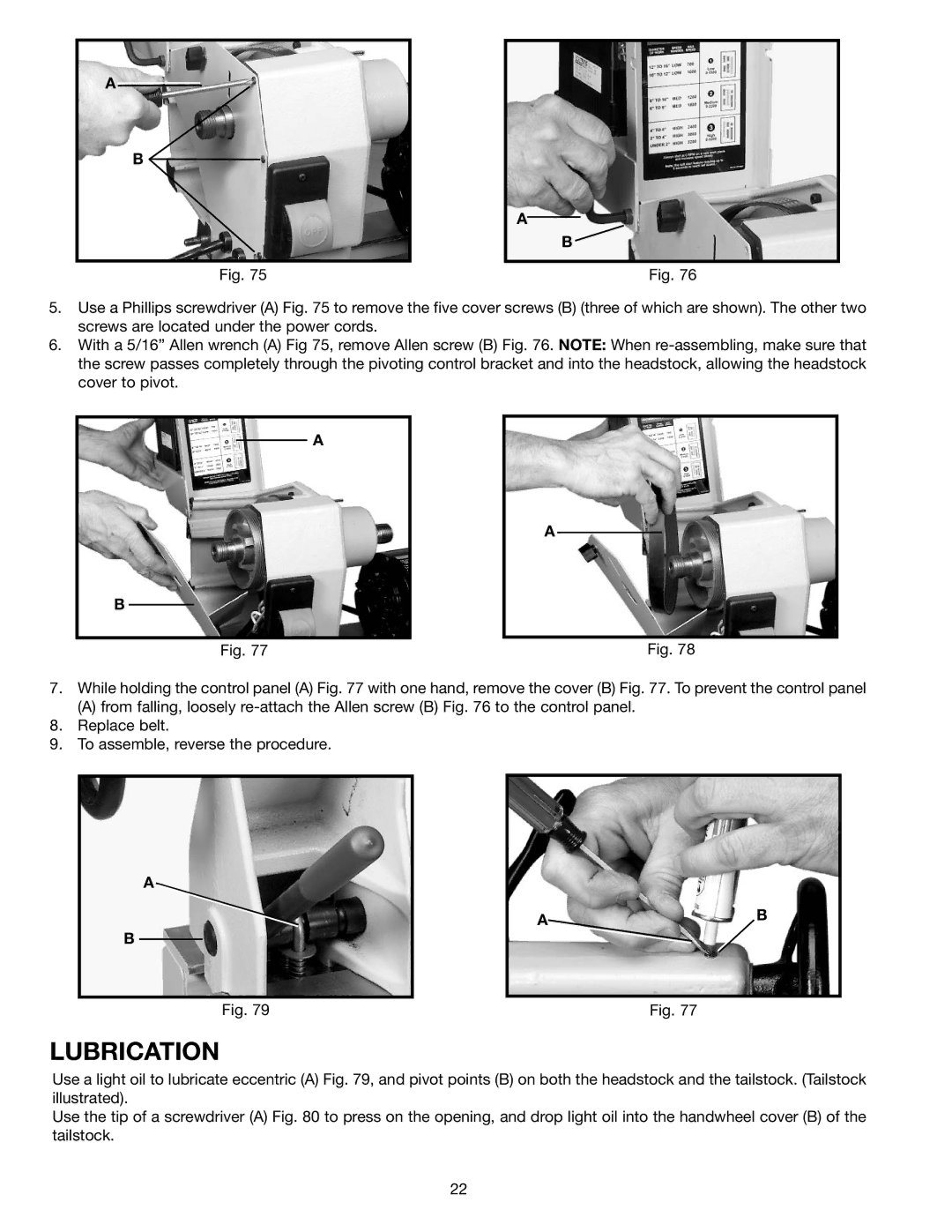 Delta 46-765X, 46-745, 46-746 instruction manual Lubrication 