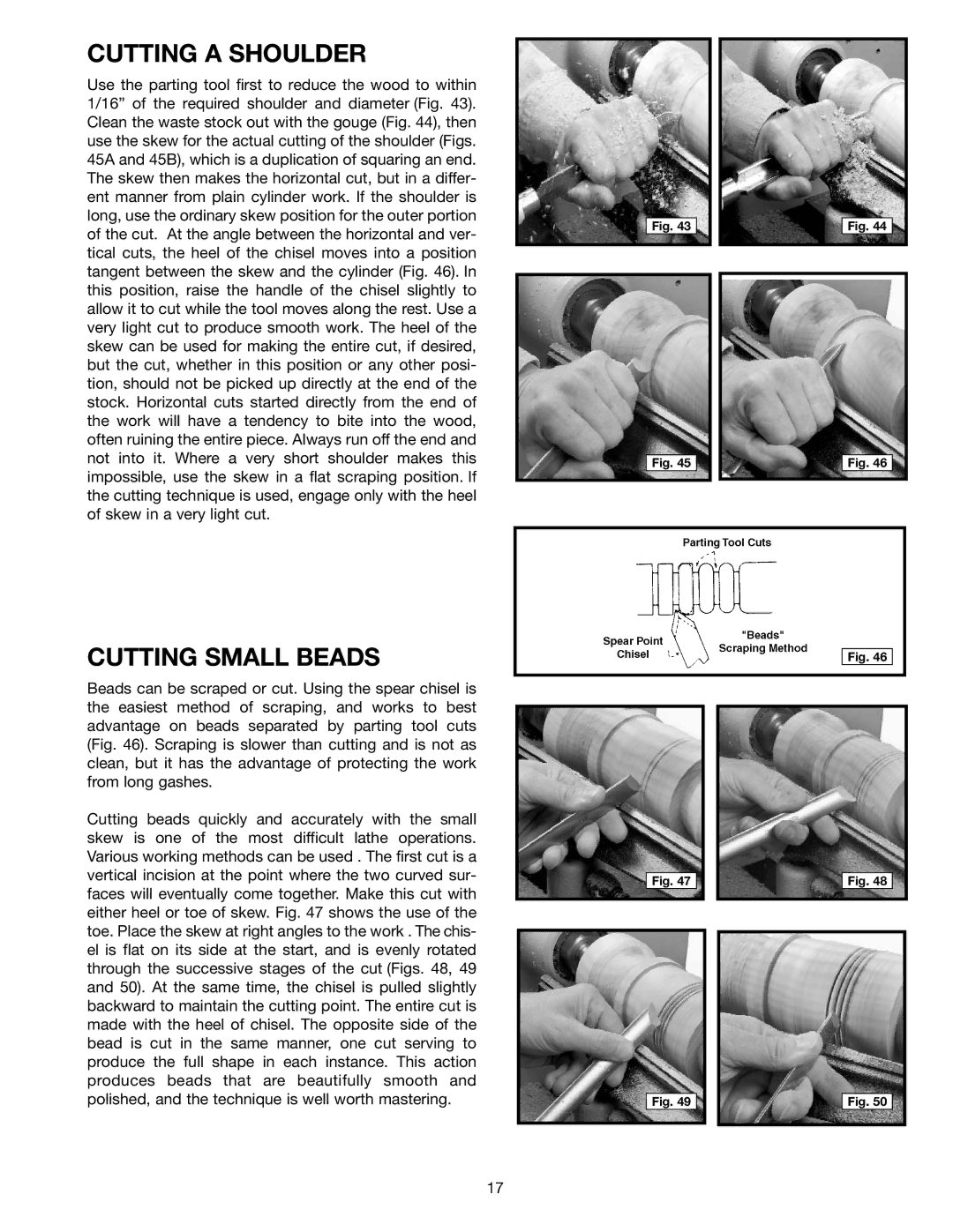 Delta 46-755X, 46-756 instruction manual Cutting a Shoulder, Cutting Small Beads 