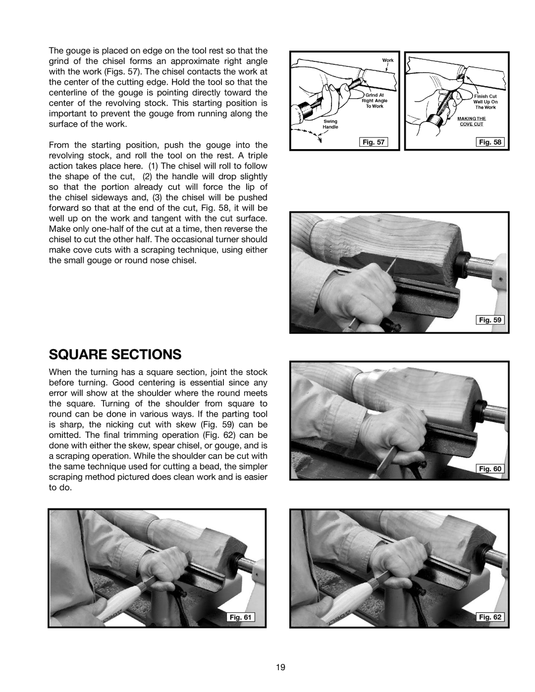 Delta 46-755X, 46-756 instruction manual Square Sections 