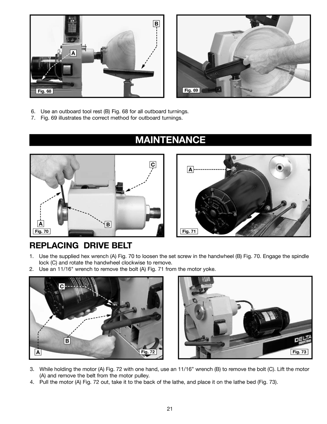 Delta 46-755X, 46-756 instruction manual Maintenance, Replacing Drive Belt 