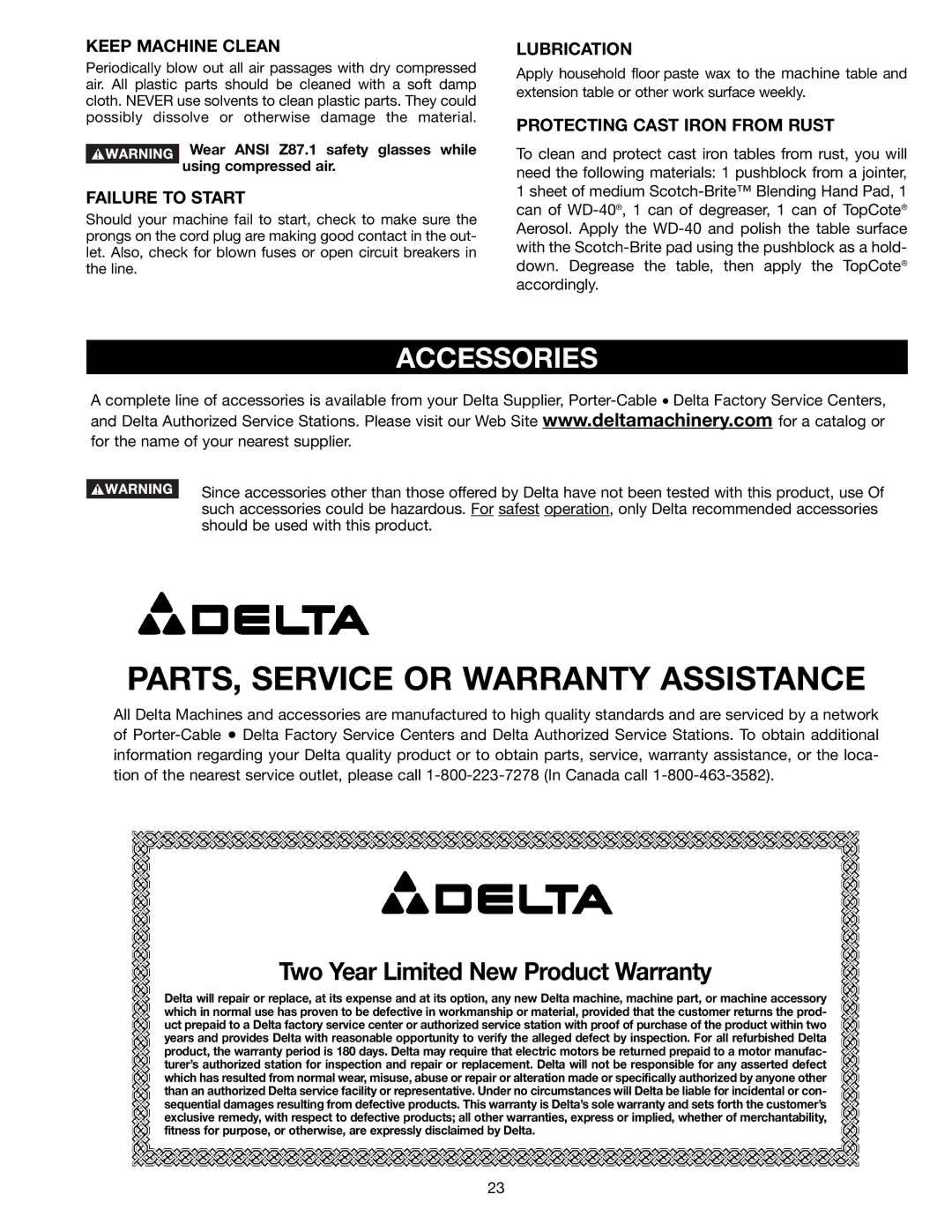 Delta 46-755X, 46-756 instruction manual Accessories, Keep Machine Clean 