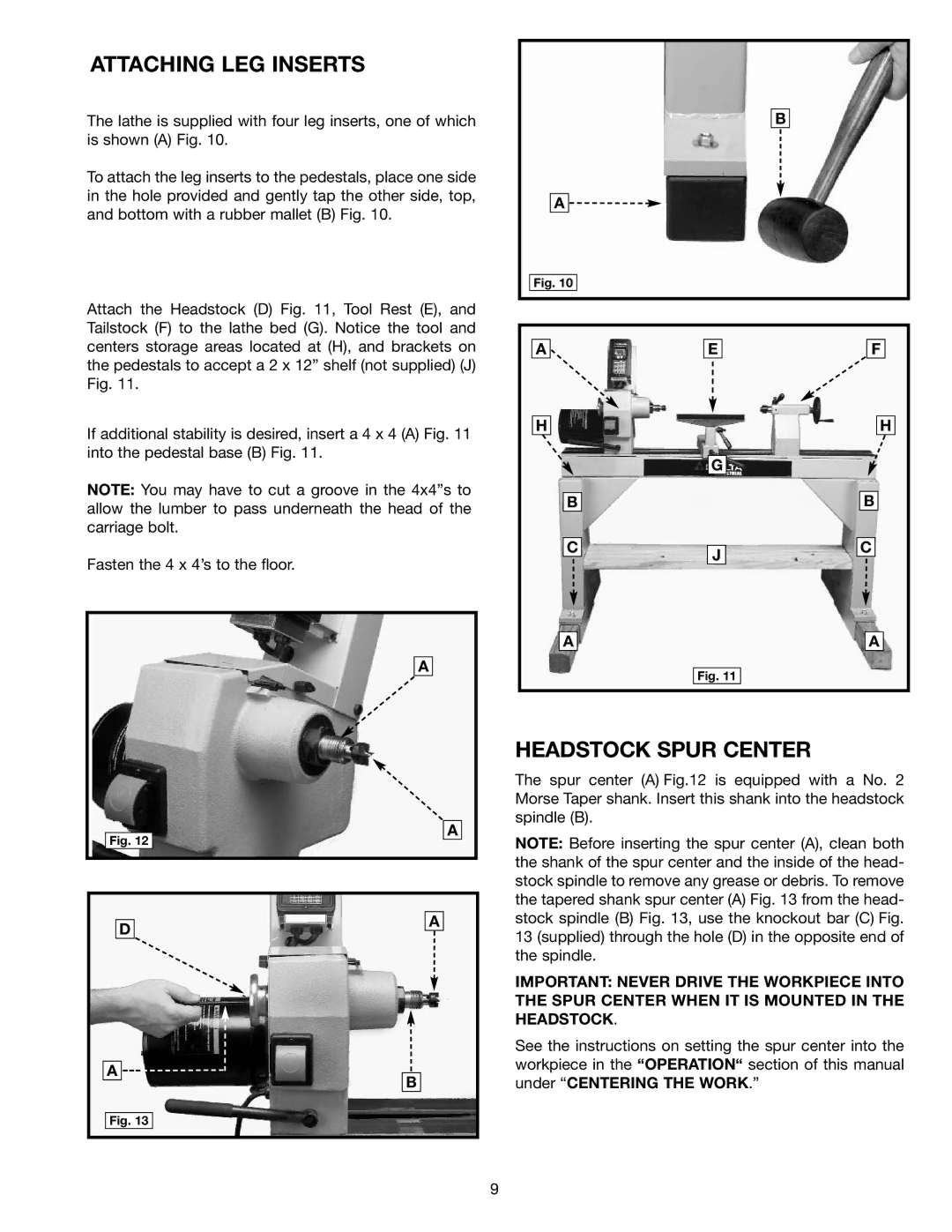 Delta 46-755X, 46-756 instruction manual Attaching LEG Inserts 