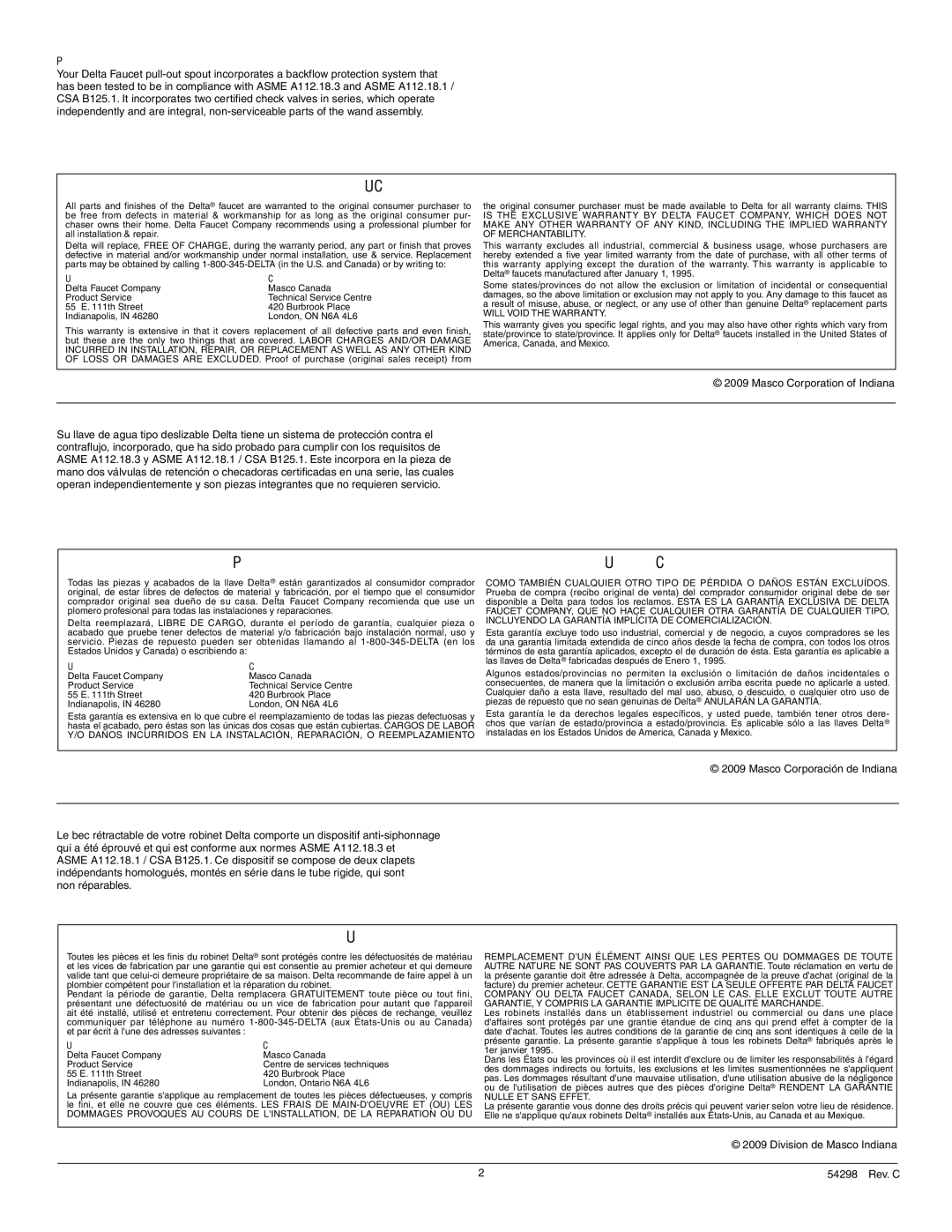 Delta 470-DST, 467-DST Backflow Protection System, Sistema de protección contra el contraflujo, Dispositif anti-siphonnage 