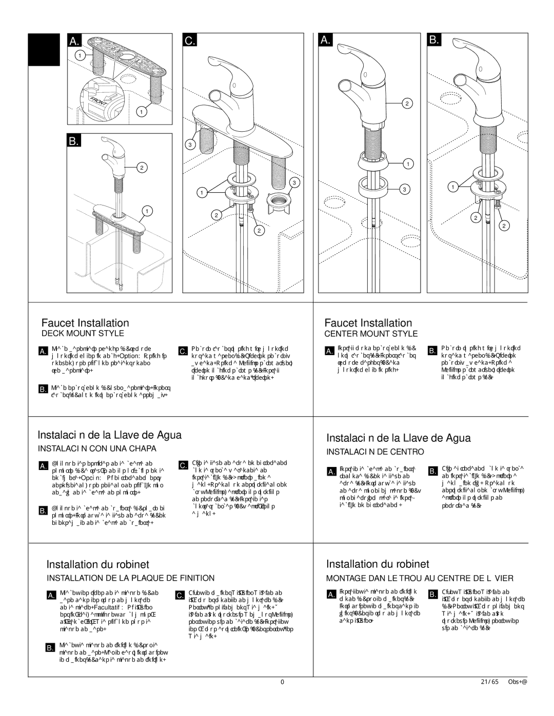 Delta 470-WE-DST, 470-DST Series, 467-DST Series, 473-DST Series, 473-SD-DST Series, 472-DST Series Faucet Installation 