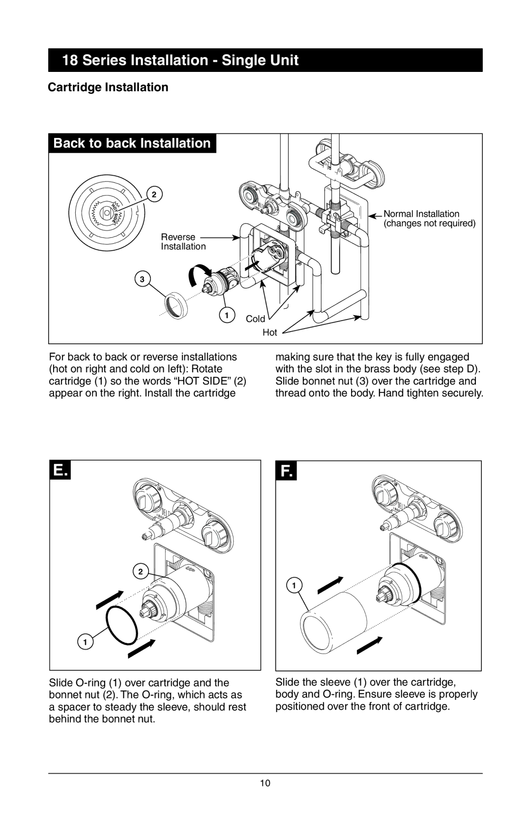 Delta 48313, T18255 Series, T18240 Series, T18455 Series manual Normal Installation Changes not required Reverse Cold Hot 