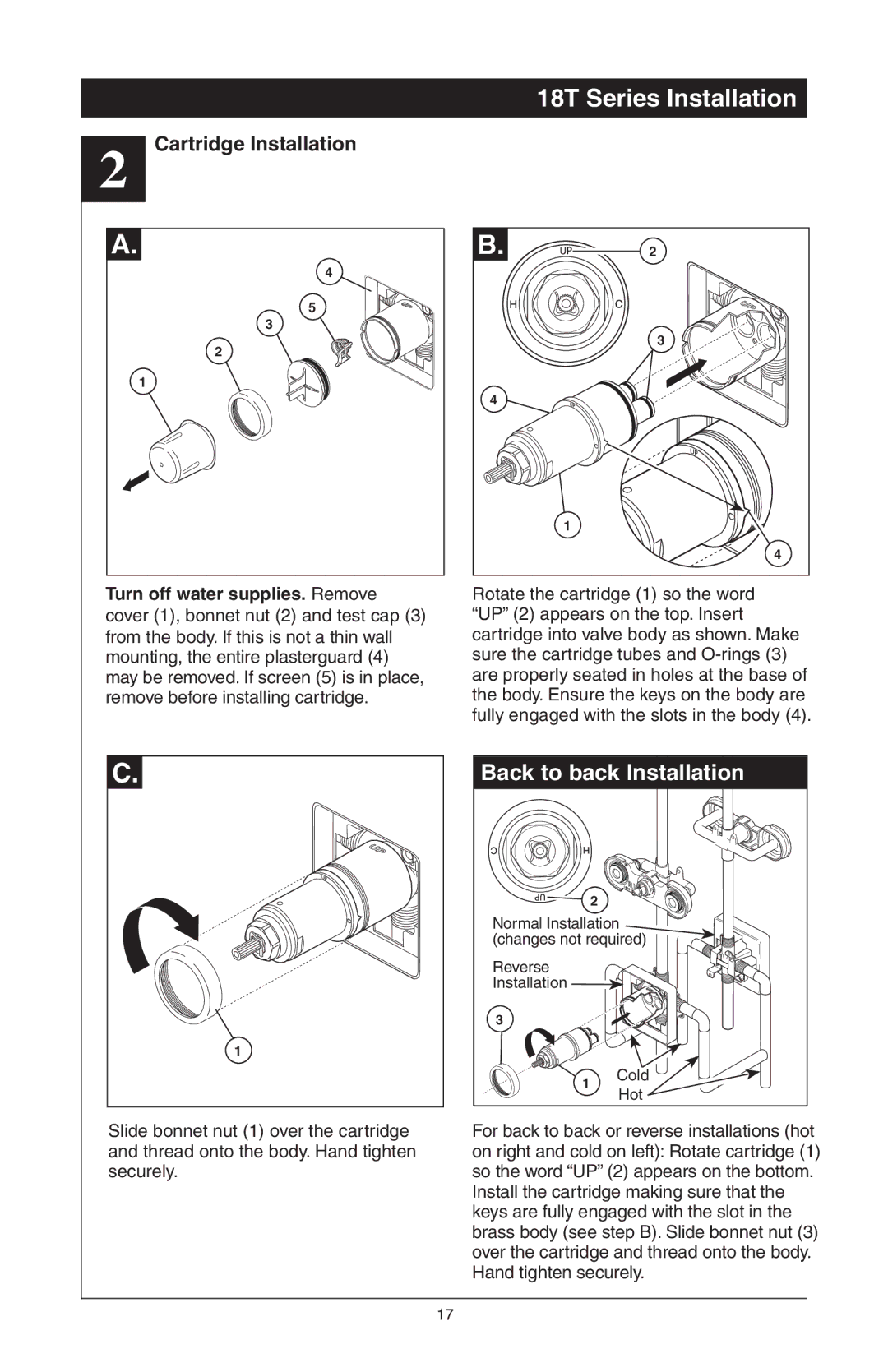 Delta T18455 Series, 48313, T18255 Series, T18240 Series manual Back to back Installation 