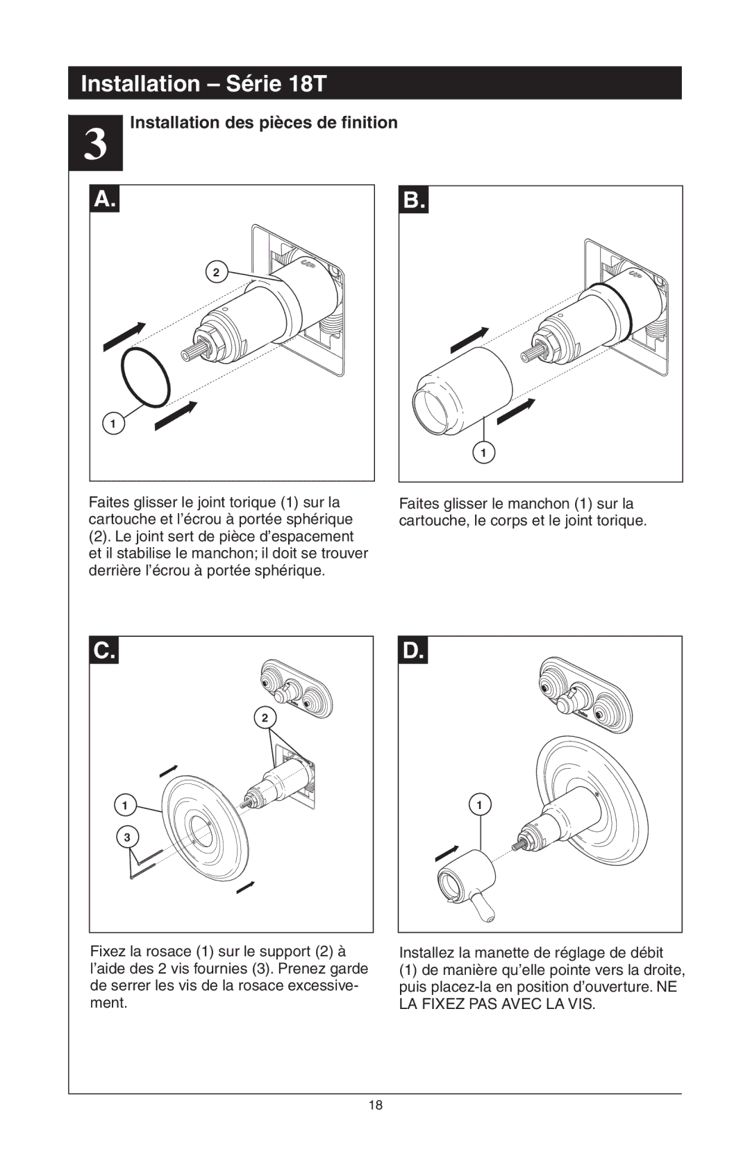 Delta 48313, T18255 Series, T18240 Series, T18455 Series manual Installation des pièces de finition 