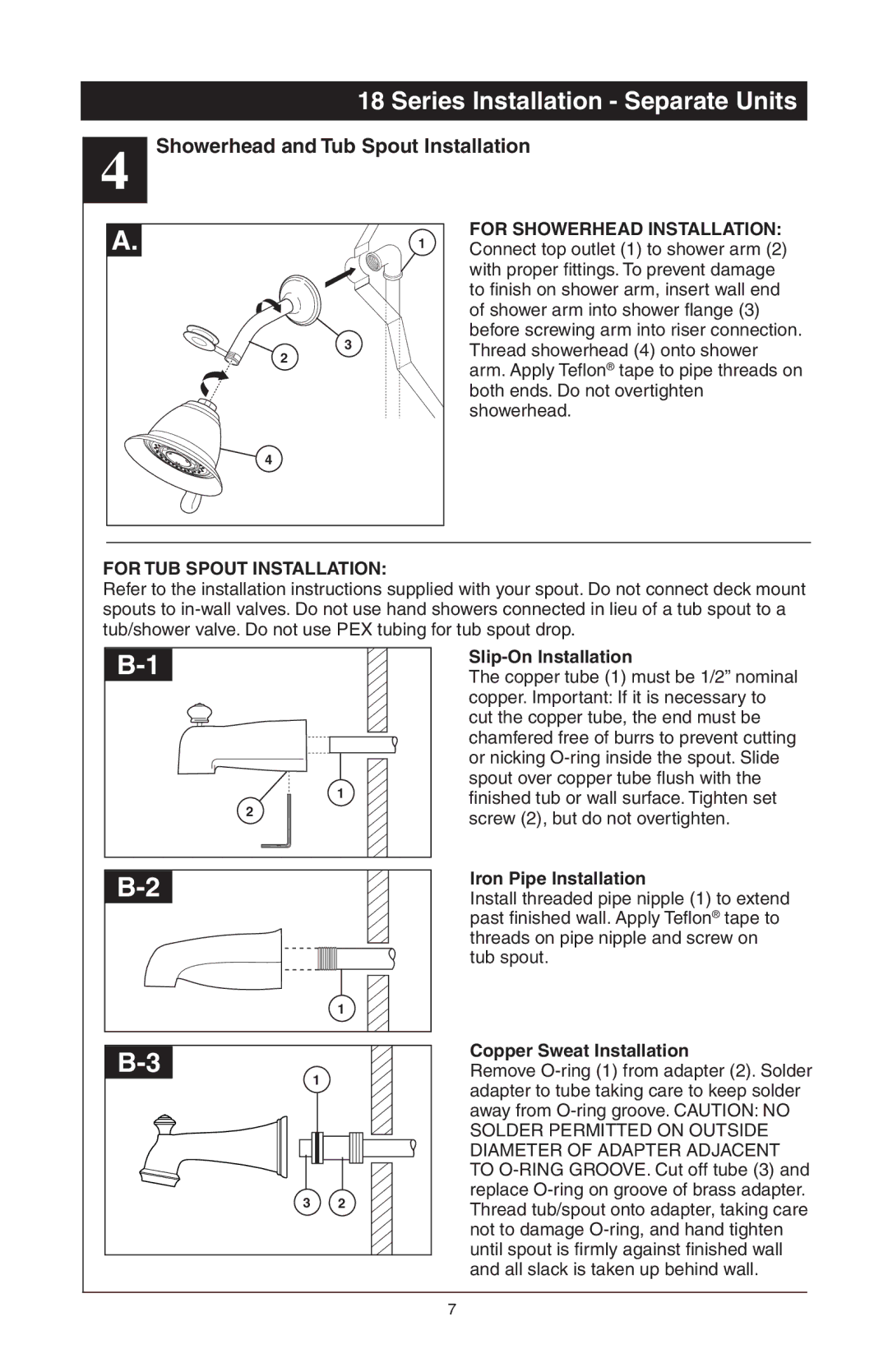 Delta T18255 Series, 48313, T18240 Series Showerhead and Tub Spout Installation, Before screwing arm into riser connection 