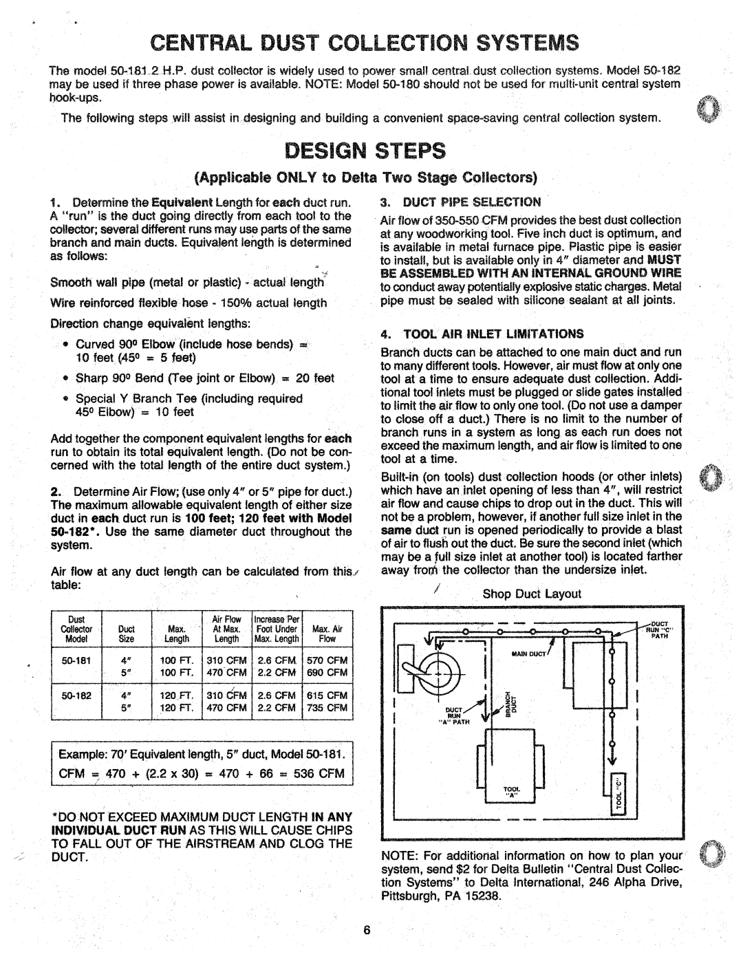 Delta 410-06-651-0001, 50-180, 50-181, 50-182 manual 