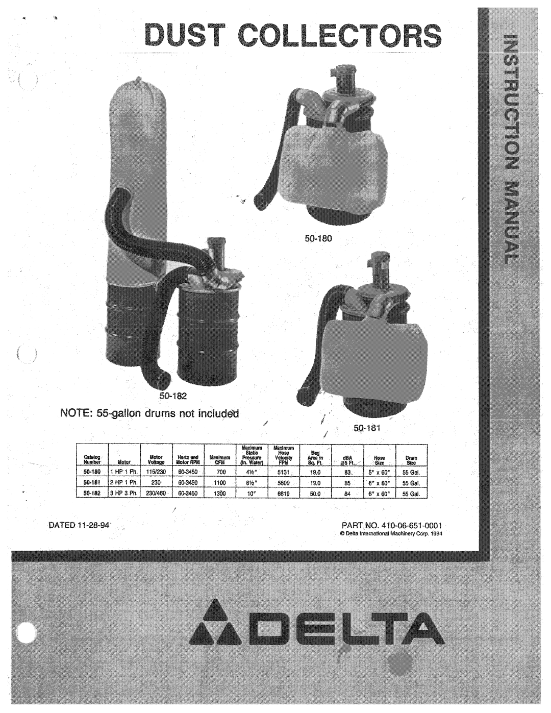 Delta 50-181, 50-180, 410-06-651-0001, 50-182 manual 