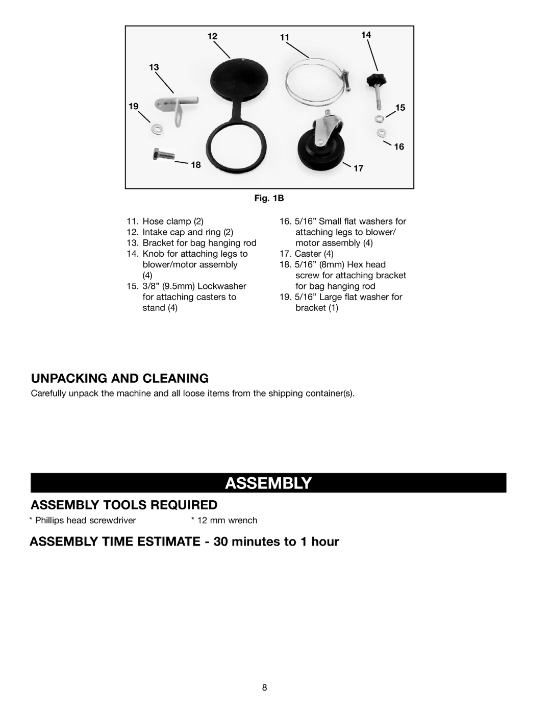 Delta 50-760 instruction manual Unpacking and Cleaning, Assembly Tools Required 