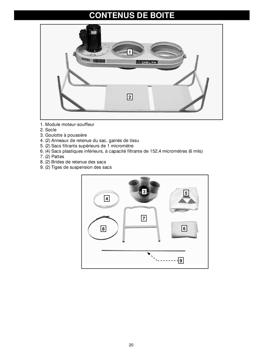 Delta 50-762, 50-763 instruction manual Contenus DE Boite 