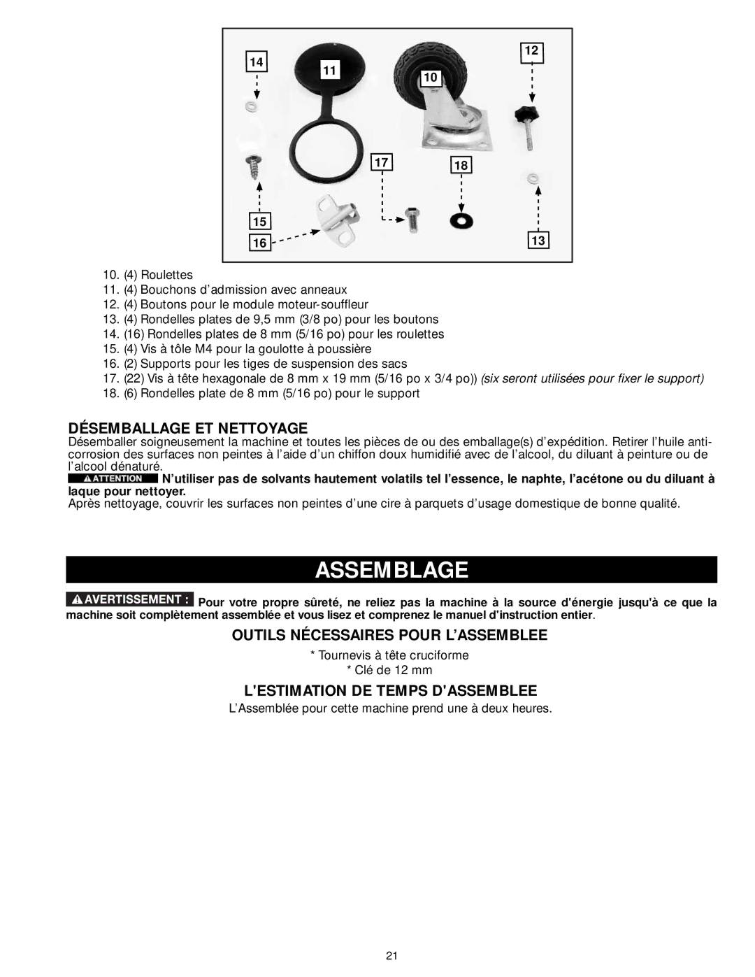 Delta 50-763 Assemblage, Désemballage ET Nettoyage, Outils Nécessaires Pour L’ASSEMBLEE, Lestimation DE Temps Dassemblee 