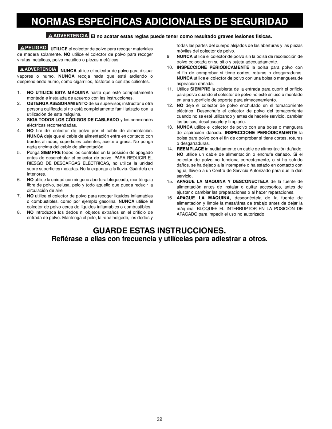 Delta 50-762, 50-763 instruction manual Normas Específicas Adicionales DE Seguridad, Guarde Estas Instrucciones 