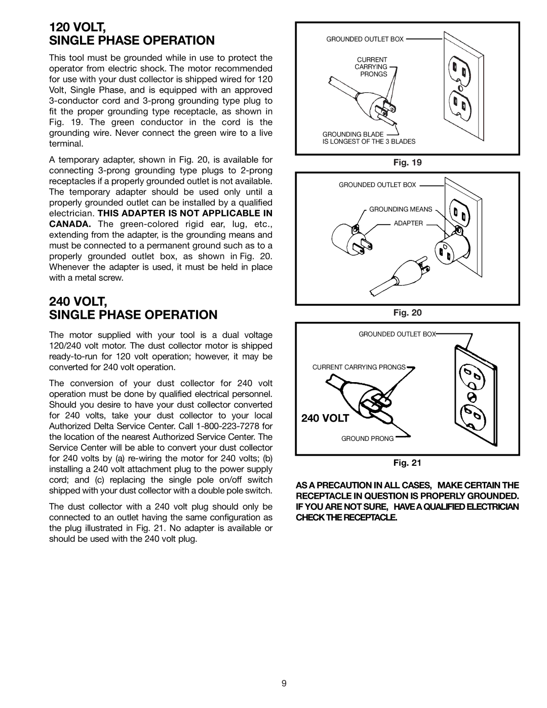 Delta 50-775 instruction manual Single Phase Operation 