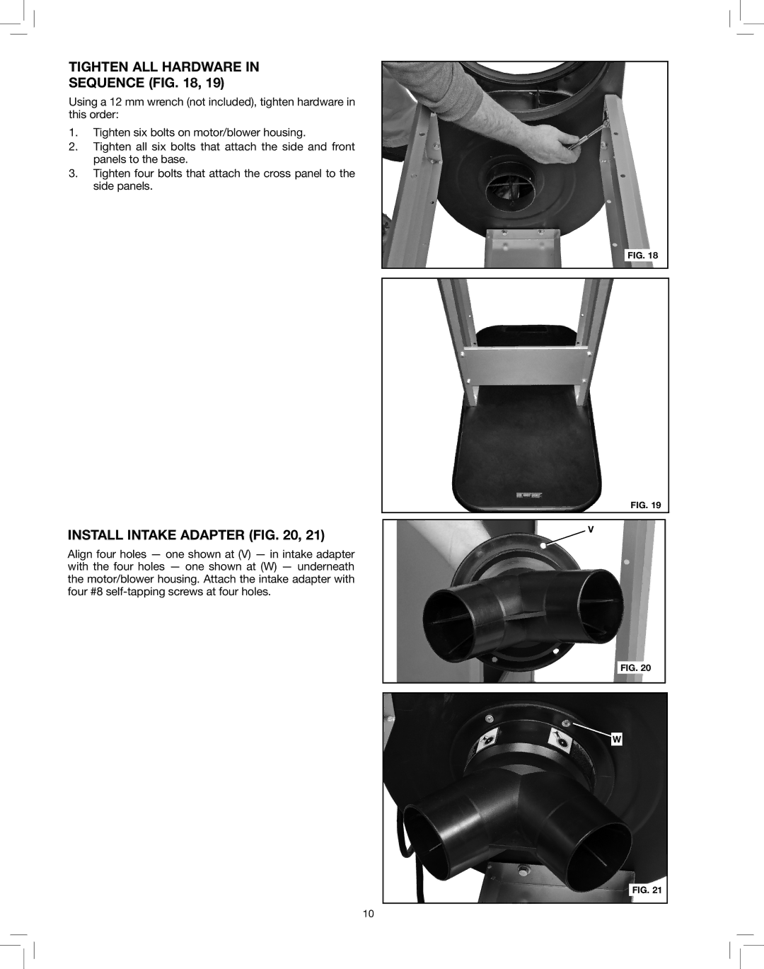 Delta 50-786 instruction manual Tighten ALL Hardware, Sequence, Install Intake Adapter 