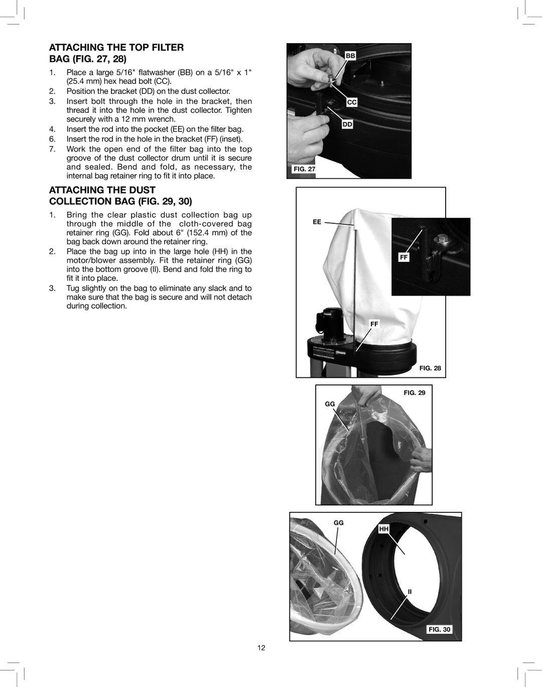 Delta 50-786 instruction manual Attaching the TOP Filter, Bag, Attaching the Dust, Collection BAG 