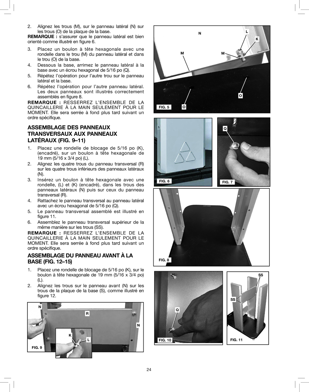 Delta 50-786 Assemblage Des PANNEAUx, Transversaux AUX Panneaux, Latéraux fig, Assemblage Du Panneau avant À LA Base fig 