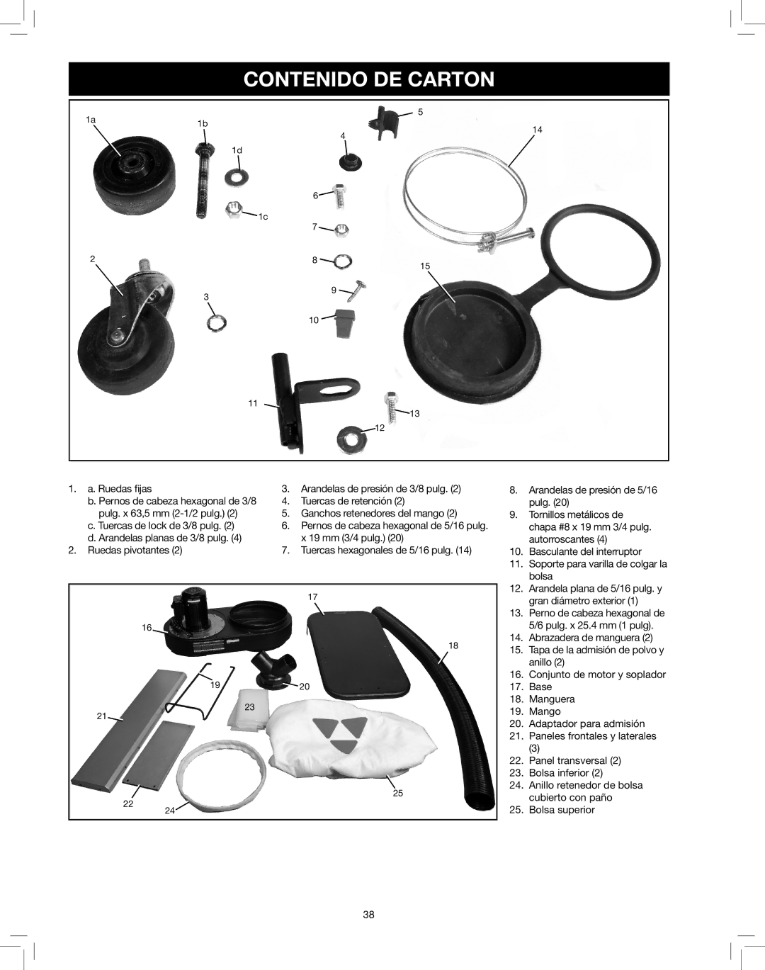 Delta 50-786 instruction manual Contenido DE Carton 