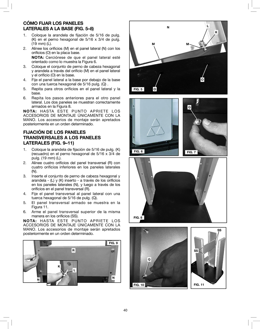 Delta 50-786 instruction manual Cómo Fijar LOS Paneles Laterales a LA Base FIG, Figura 