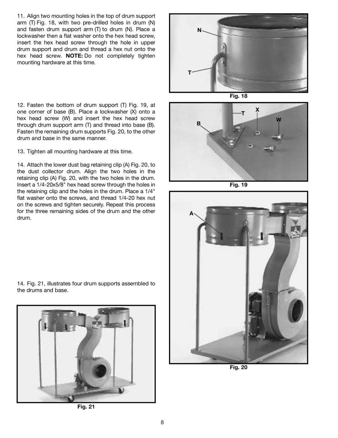 Delta 50-852, 50-853 instruction manual Align two mounting holes in the top of drum support 