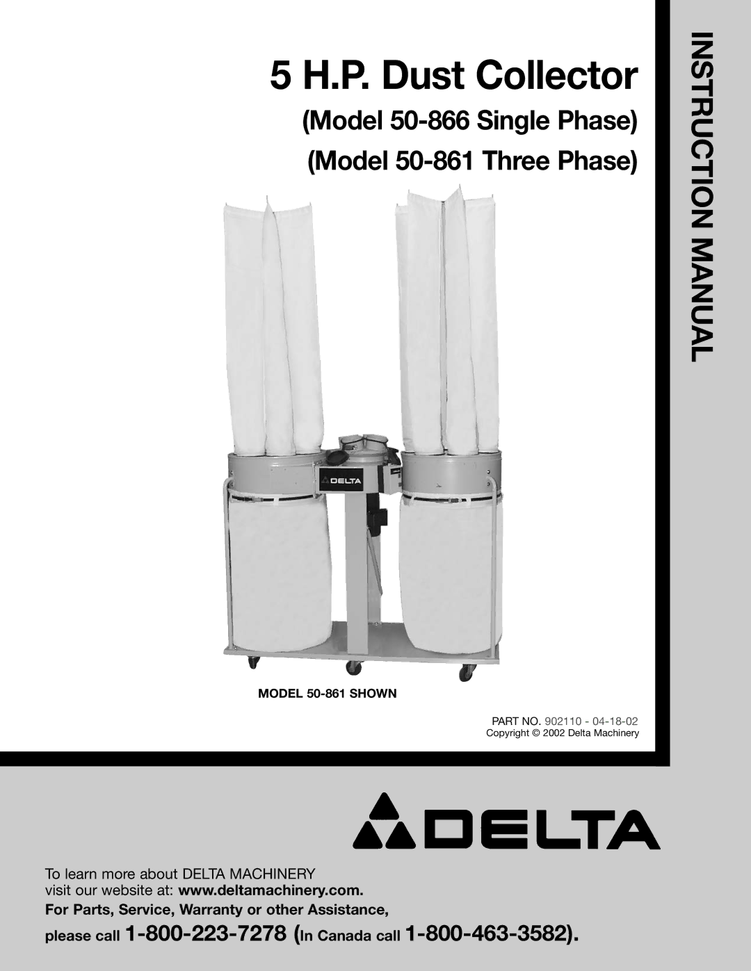 Delta 50-866, 50-861 instruction manual P. Dust Collector 