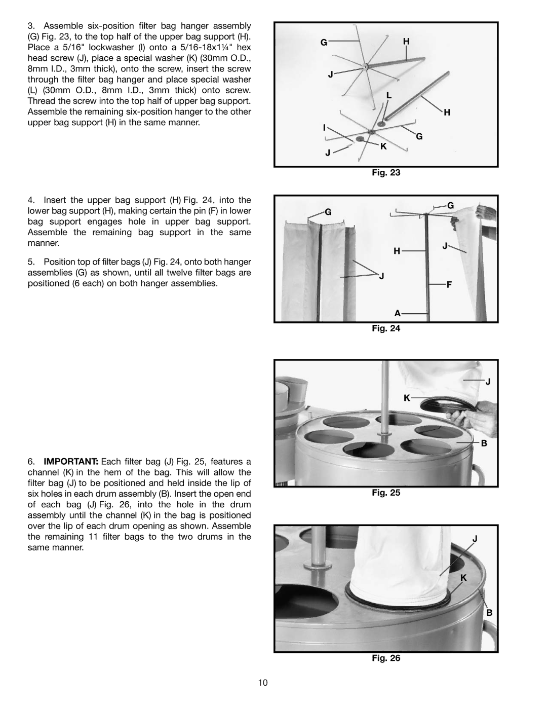 Delta 50-861, 50-866 instruction manual To the top half of the upper bag support H 