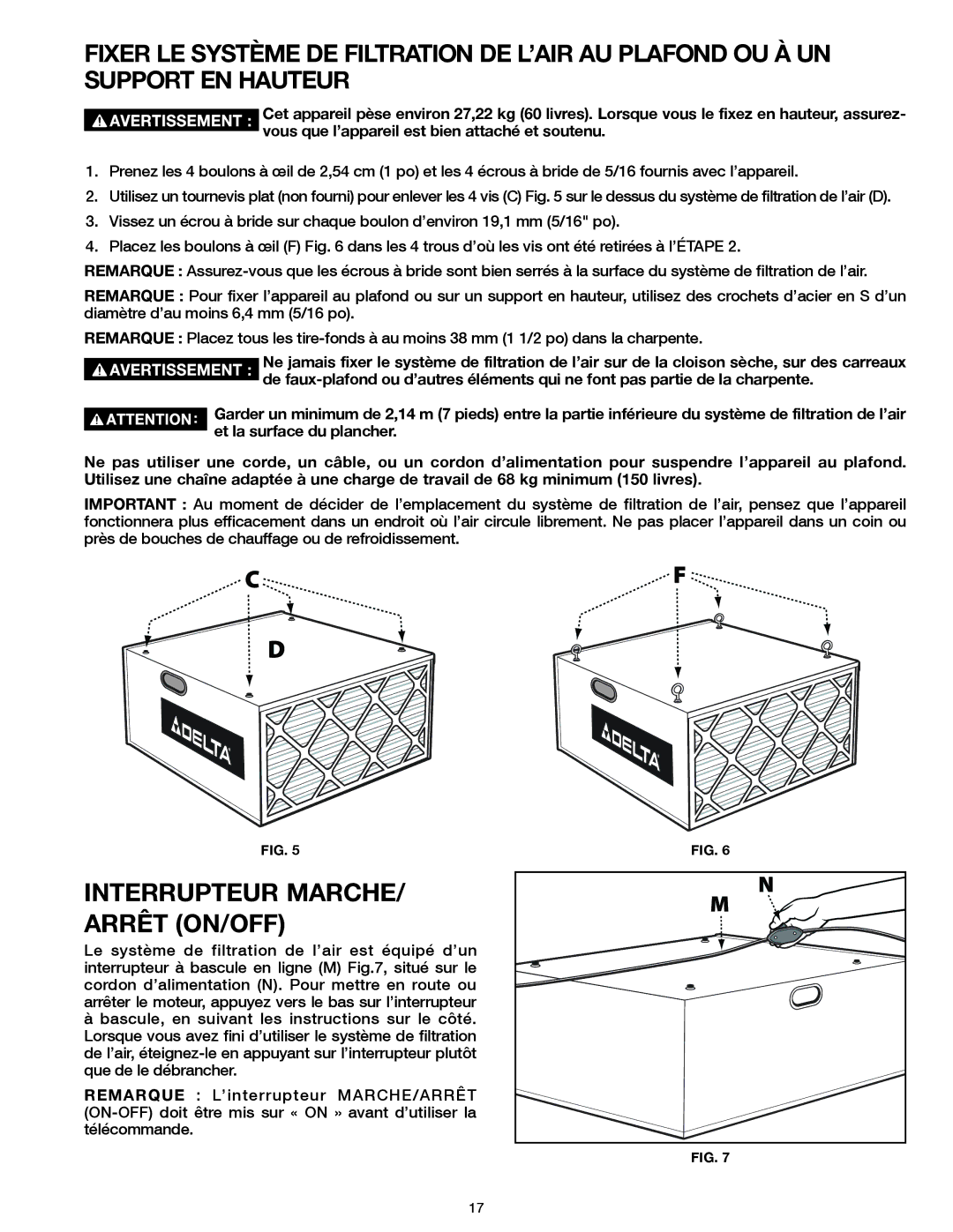 Delta 50-871 instruction manual Interrupteur Marche Arrêt ON/OFF 