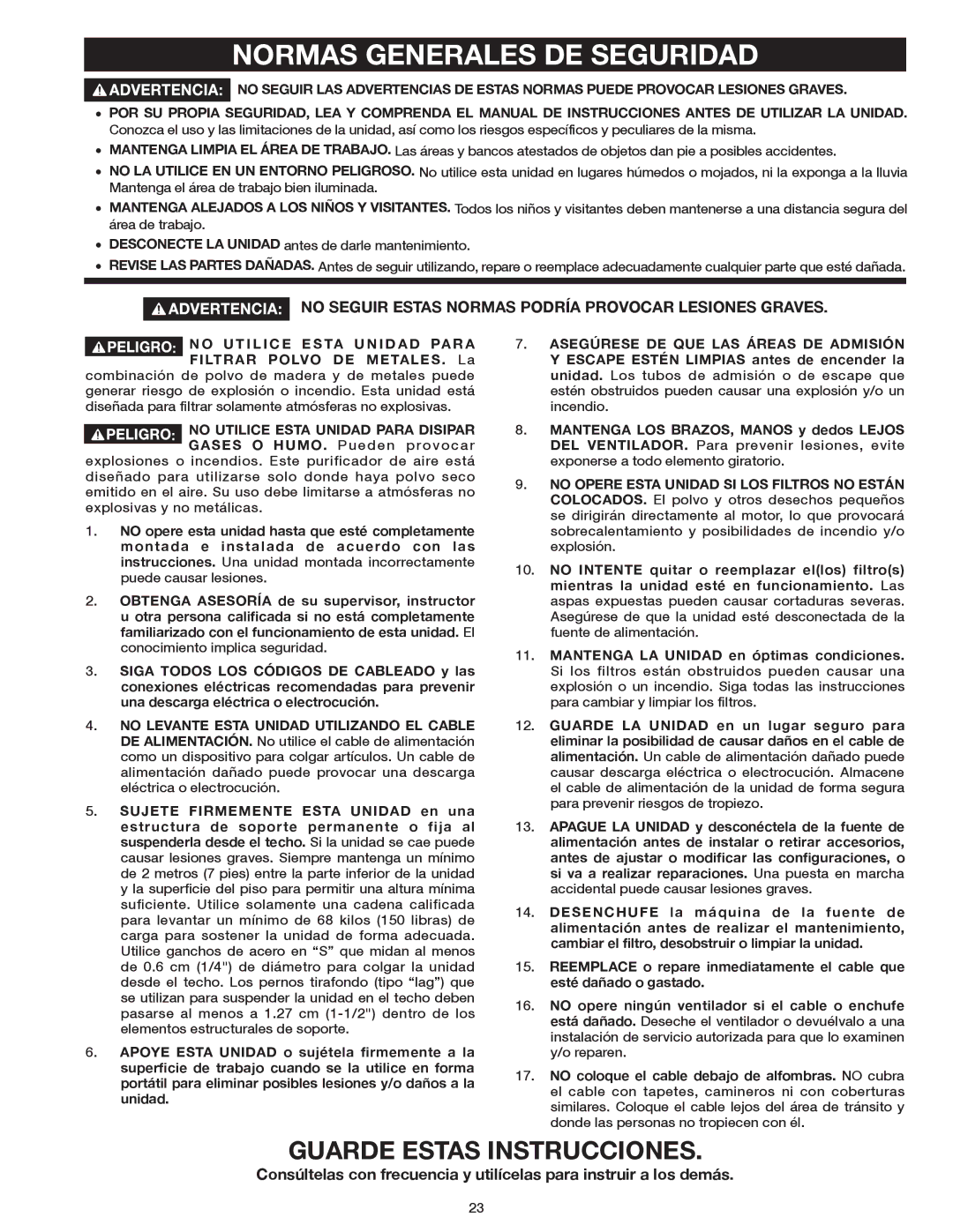 Delta 50-871 instruction manual Normas Generales DE Seguridad, Guarde Estas Instrucciones 