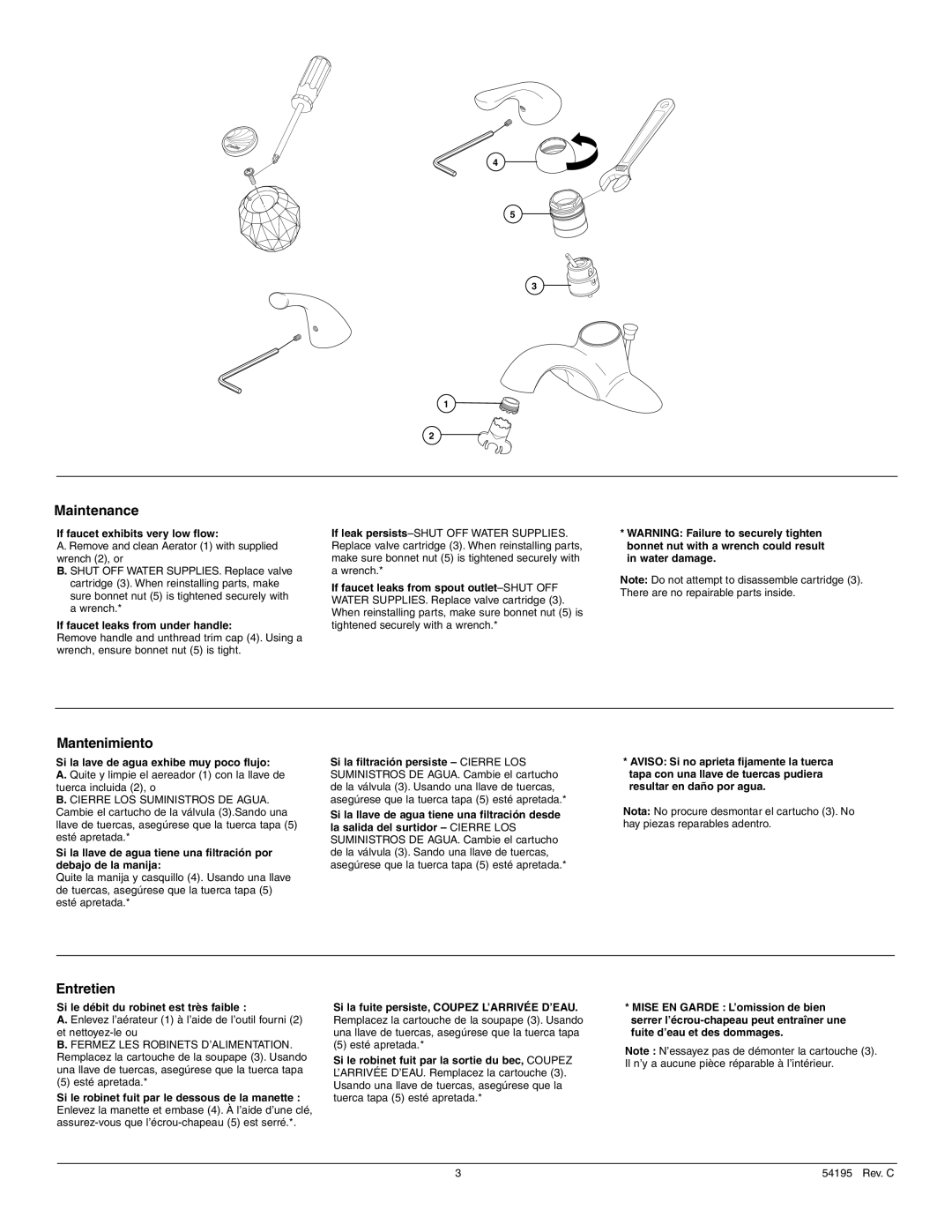 Delta 520-A-DST, 522-A-DST manual Maintenance, Mantenimiento, Entretien 