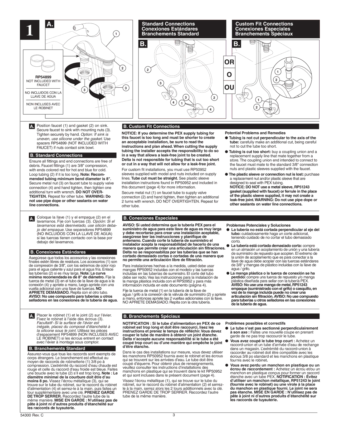 Delta 542-DST Series, 544-DST Series manual RP54899, Couper le tube de manière à obtenir un joint étanche, ’être étanche 