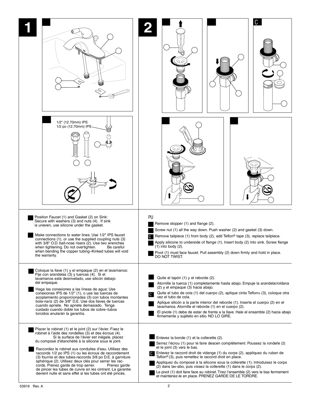 Delta 540 Series, 544 Series, 541 Series manual Metal Pop-Up 