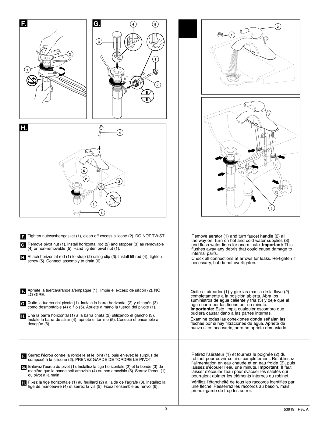 Delta 544 Series, 541 Series, 540 Series manual Remove aerator 1 and turn faucet handle 2 all 