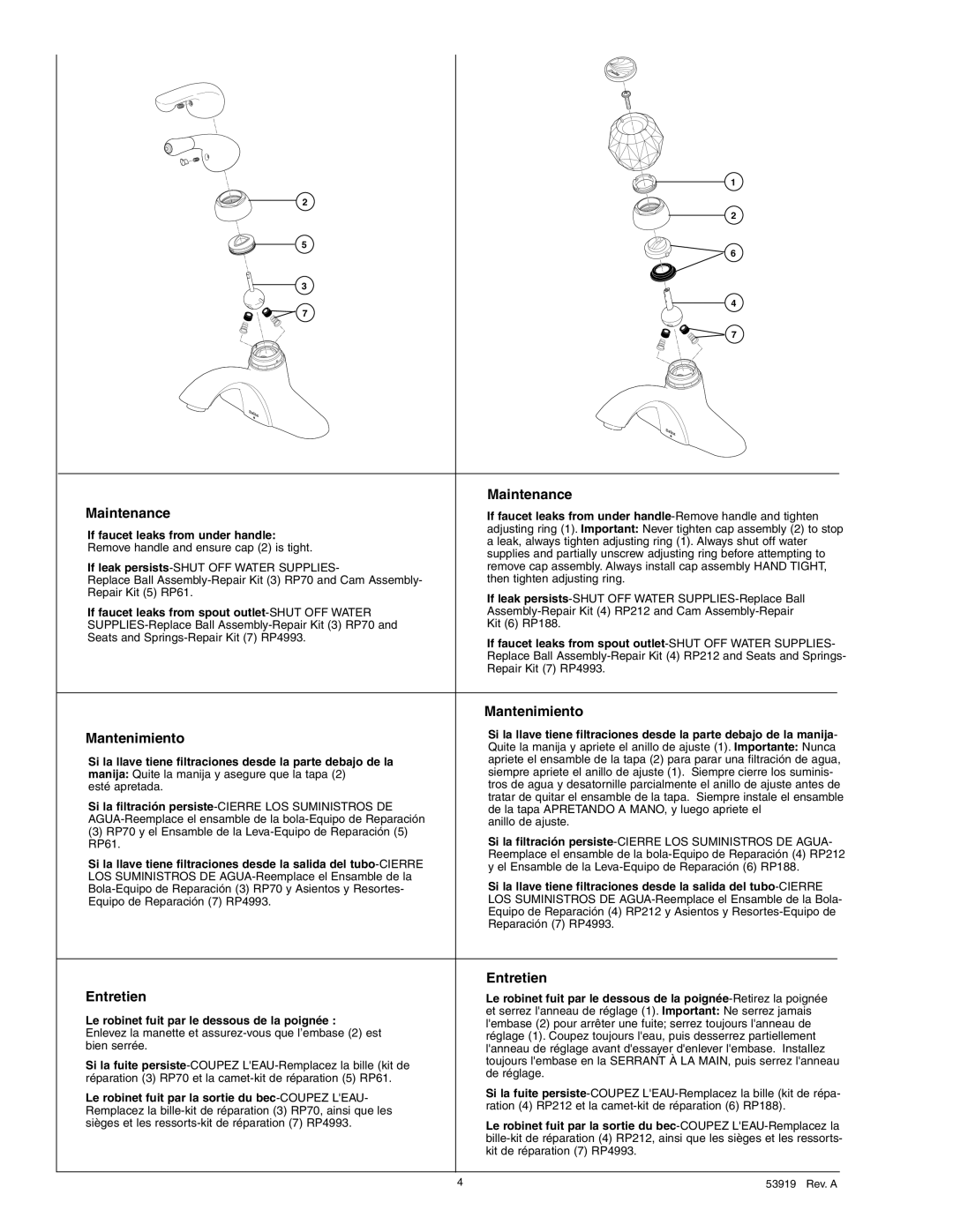 Delta 541 Series, 544 Series, 540 Series manual Maintenance 