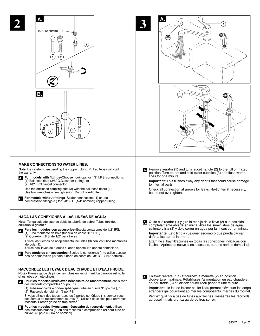 Delta 570 Series manual Make Connections to Water Lines 