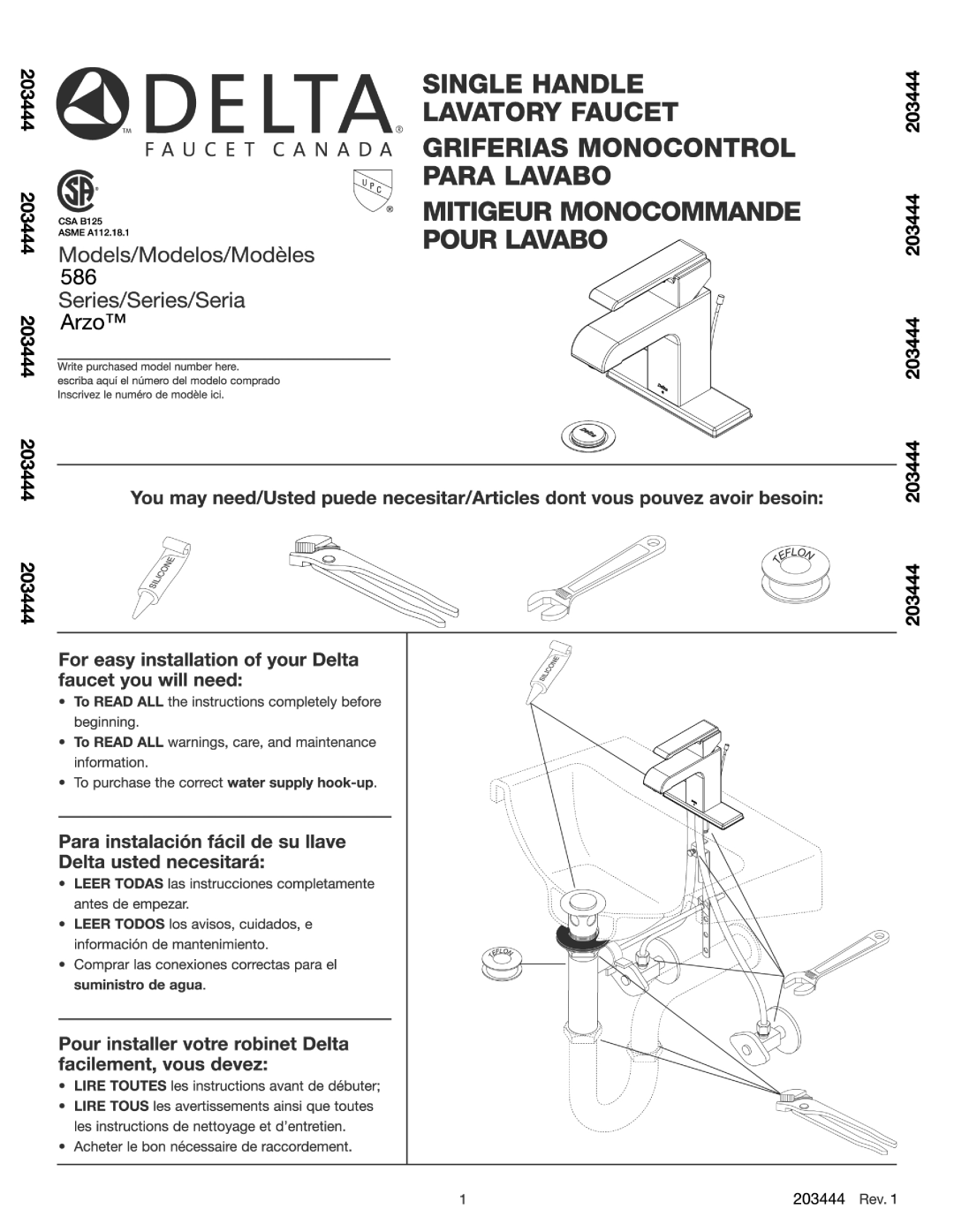 Delta 586 Series manual 