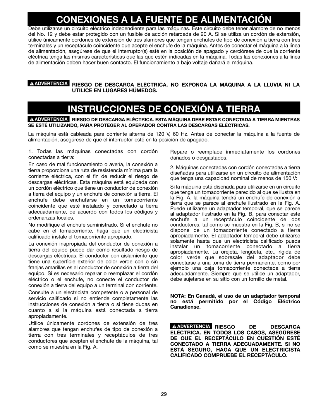 Delta SM400, 638518-00 instruction manual Conexiones a LA Fuente DE Alimentación, Instrucciones DE Conexión a Tierra 