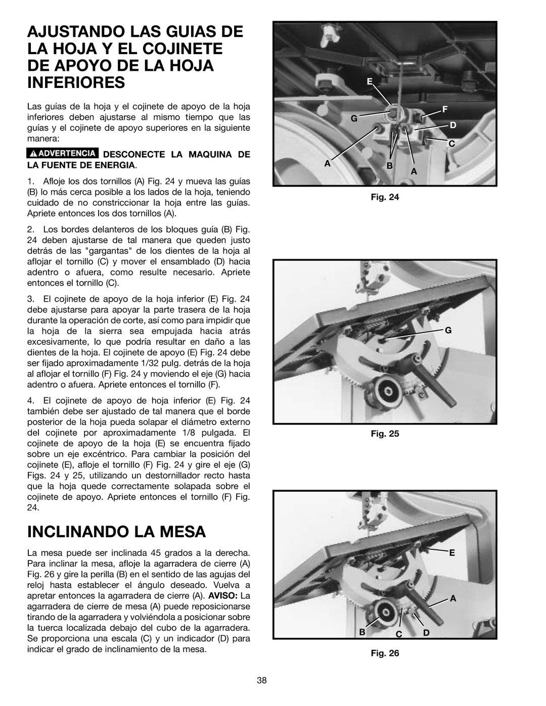 Delta 638518-00, SM400 instruction manual Inclinando LA Mesa 