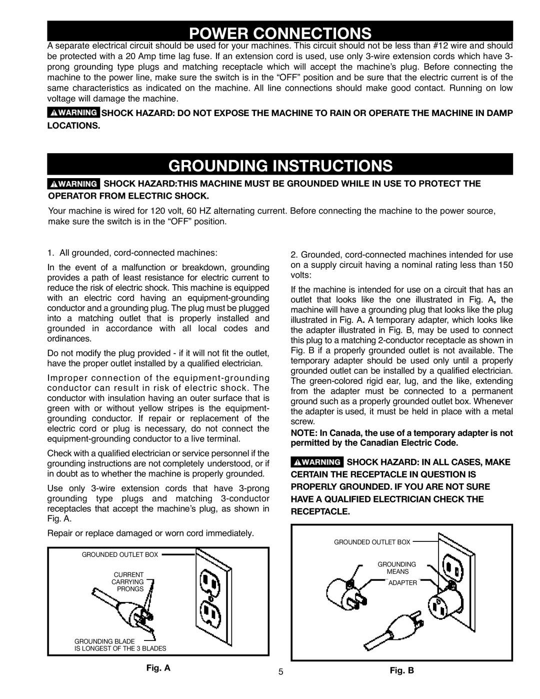 Delta SM400, 638518-00 instruction manual Power Connections, Grounding Instructions 