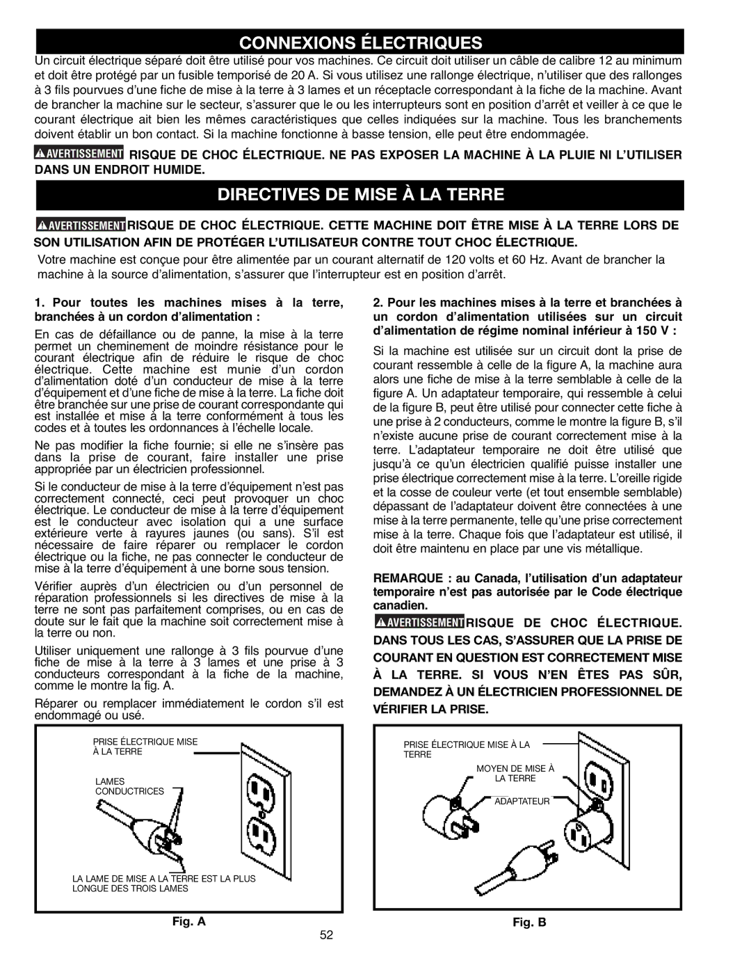 Delta 638518-00, SM400 instruction manual Connexions Électriques 