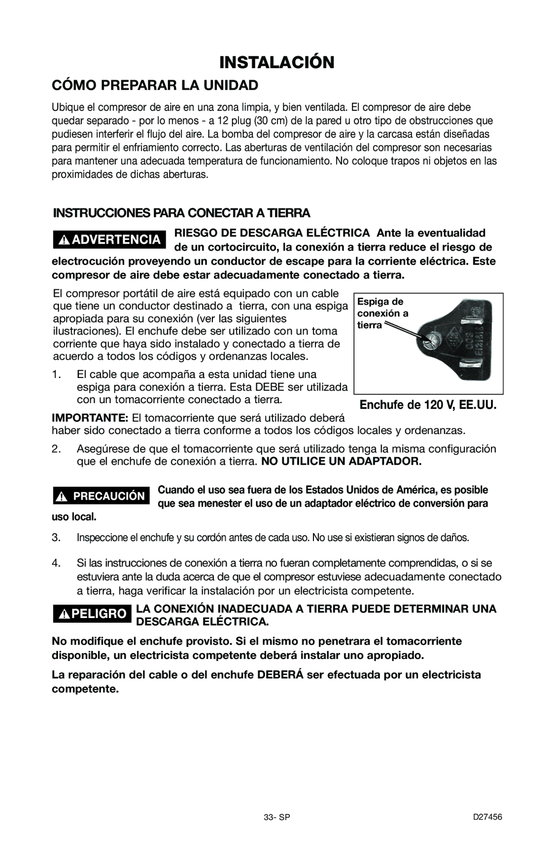 Delta 66-202-1 instruction manual Instalación, Enchufe de 120 V, EE.UU, Uso local 